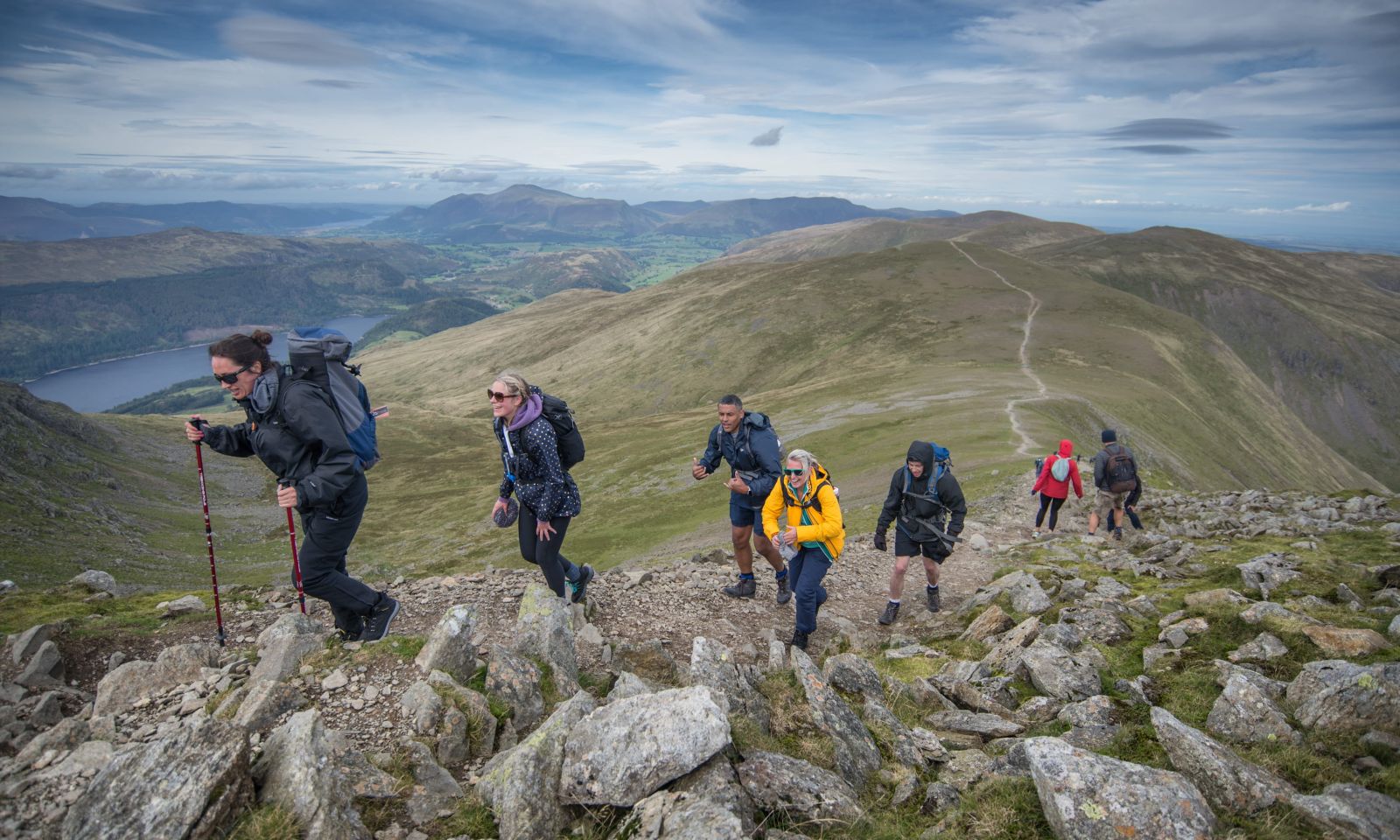 Hikers on mountain trail