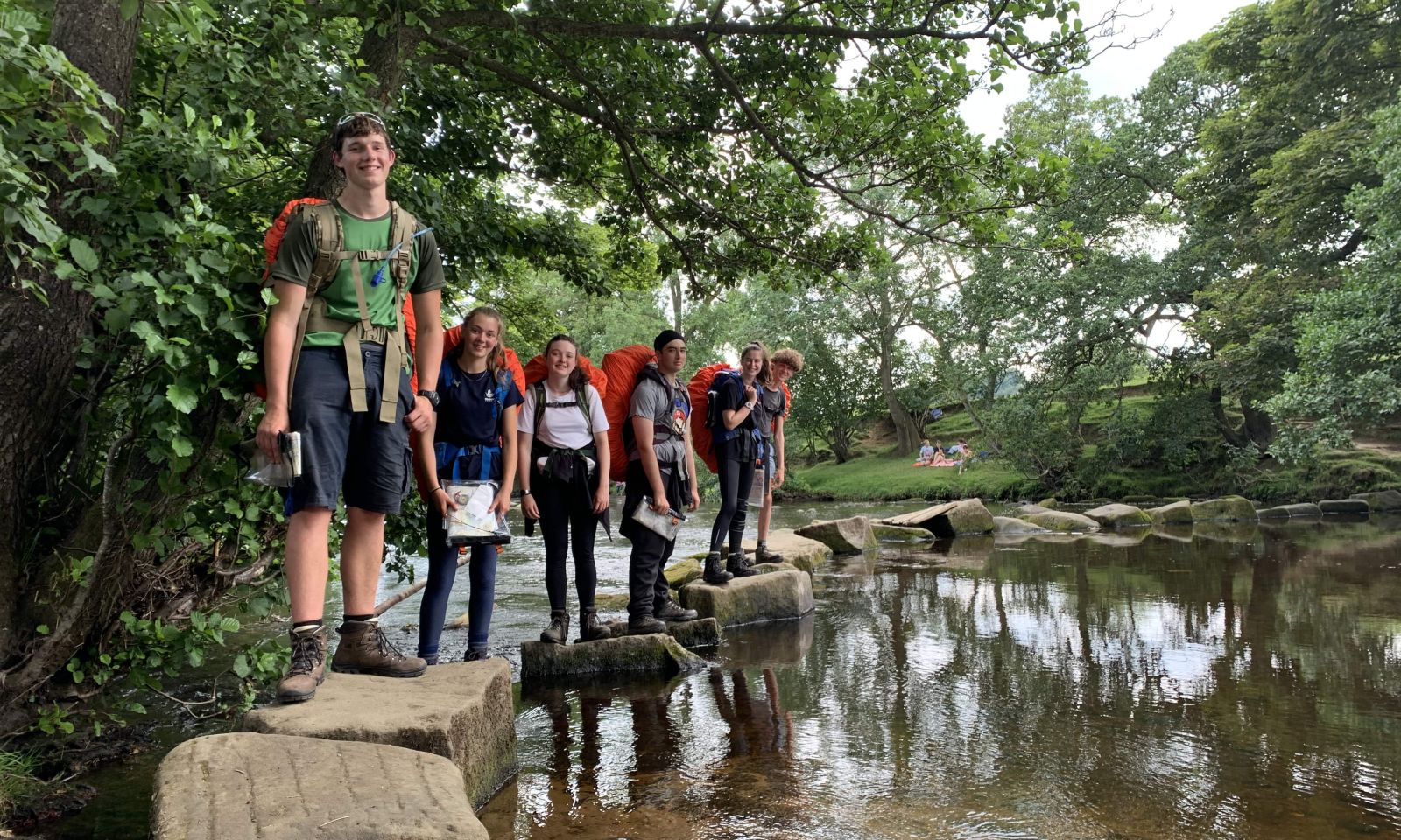Duke of Edinburgh students with fully packed rucksacks