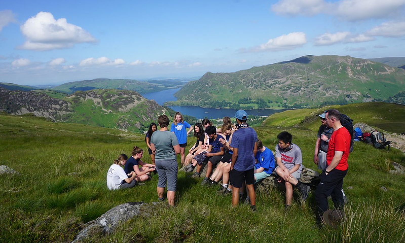 Group of young people in the mountains