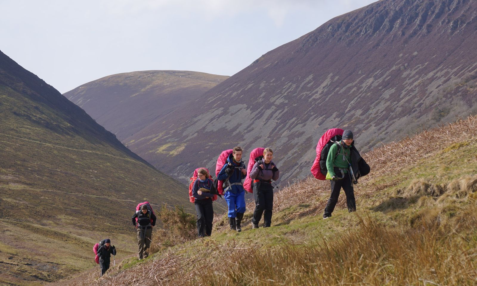 DofE group walking through the mountains