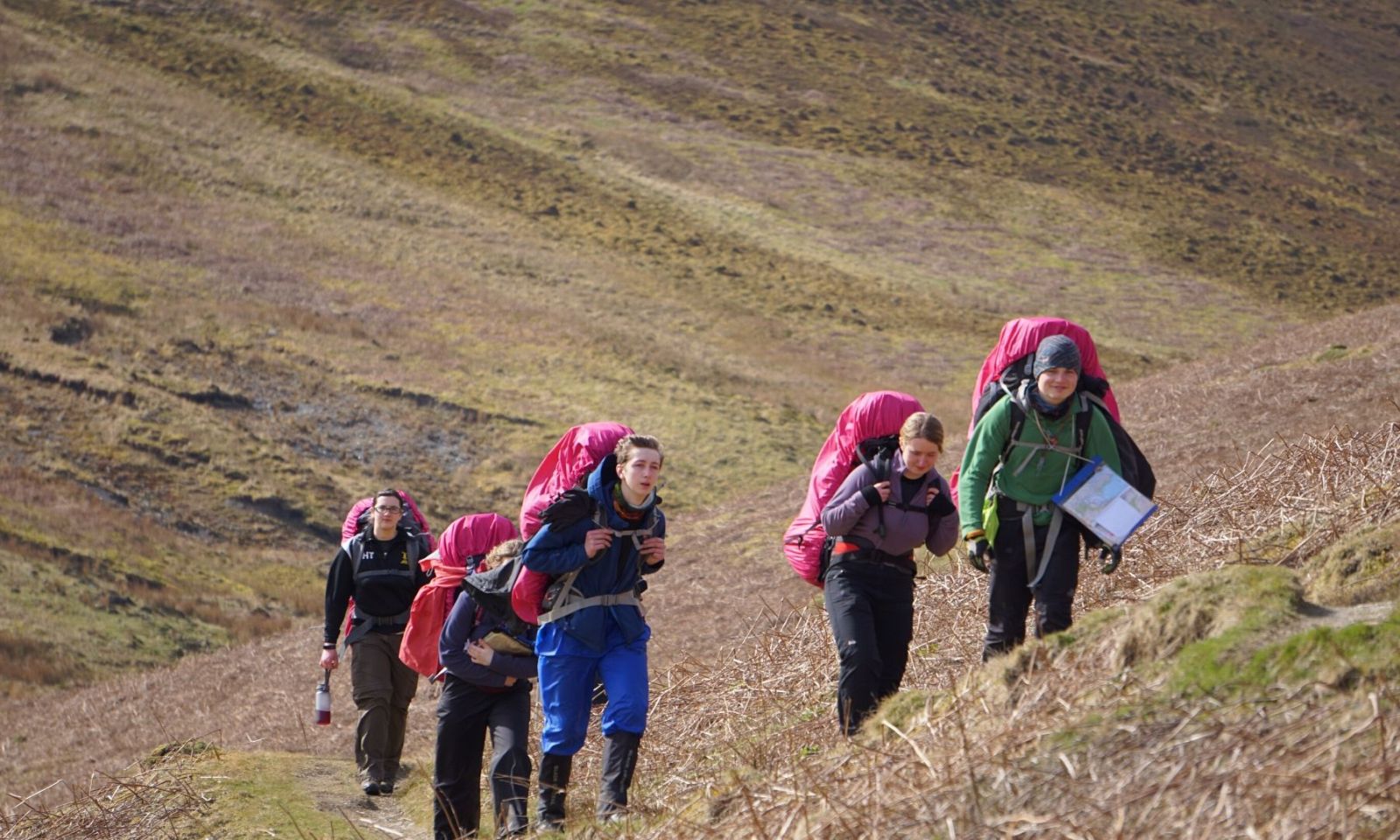 DofE group making their way across the hill side